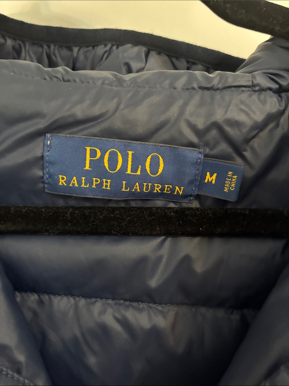 Ralph Lauren Navy Quilted Hooded Puffer with Red Polo Logo - Picture 2 of 3